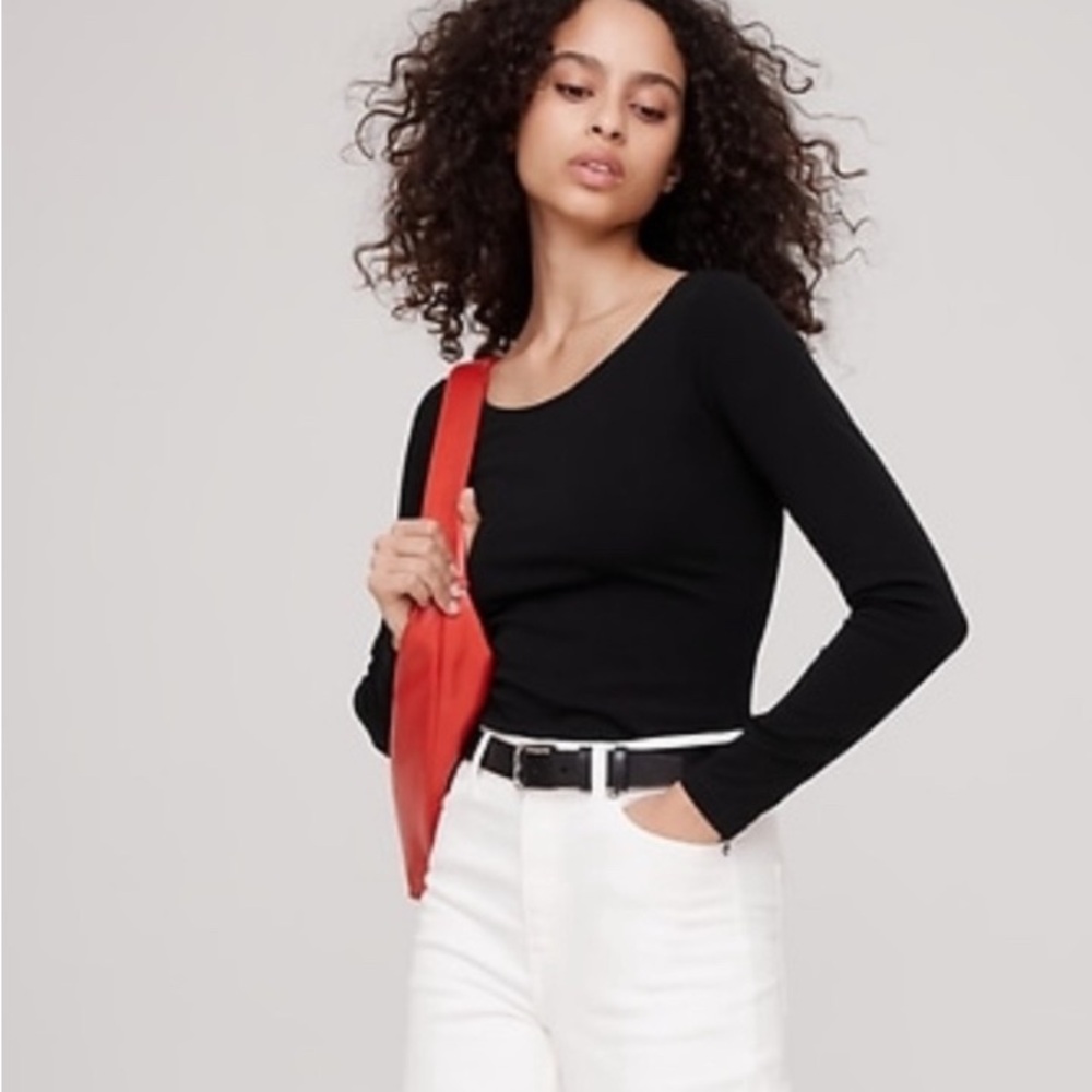 Ann Taylor Elegant Black Long Sleeve Top